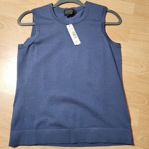 NWT Pendleton Silk Blend Blue Sleeveless Stretch Knit Top Shirt Sz Small Petite